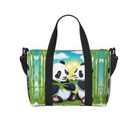 Phayah Two Happy Pandas Sac de voyage, sac de sport, sac de sport, sac de week-end, sac de nuit pour femme, noir, taille unique, Noir/blanc, One Size