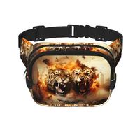 Phayah Two Tigers On Fire Sac banane pour homme et femme avec sangle réglable pour l'extérieur, l'entraînement, les voyages, la course à pied, la randonnée, le cyclisme