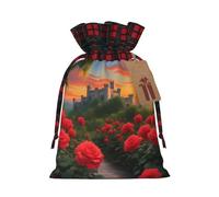 PHAYAH Un beau motif château avec cordon de serrage - Sacs cadeaux de Noël - Sacs à bonbons de Noël - Sacs à friandises - Petit format