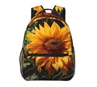 PHAYAH Un beau motif de cerf, épaules décontractées, classique, sac à dos de voyage et activités de plein air résistant, Tournesol jaune sur fond marron, taille unique