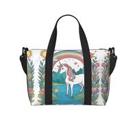 Phayah Unicorns By The River Sac de voyage, sac de sport, sac de sport, sac de week-end, sac de nuit pour femme, noir, taille unique, Noir/blanc, One Size