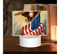 PHAYAH Veilleuse en acrylique avec port USB et interrupteur tactile, motif drapeau américain, aigle des États-Unis, cadeau d'anniversaire, de Thanksgiving pour la famille et les amis