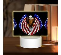 PHAYAH Veilleuse en acrylique motif aigle patriotique des États-Unis avec port USB, interrupteur tactile, cadeau d'anniversaire, de Thanksgiving pour la famille et les amis