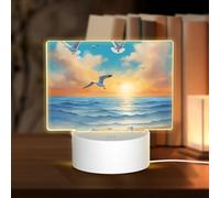 PHAYAH Veilleuse en acrylique motif mouettes au bord de la mer avec port USB, interrupteur tactile, cadeau d'anniversaire, de Thanksgiving pour la famille et les amis