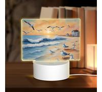 PHAYAH Veilleuse en acrylique motif mouettes volantes avec port USB, interrupteur tactile, cadeau d'anniversaire, de Thanksgiving pour la famille et les amis