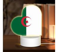 PHAYAH Veilleuse LED en forme de cœur avec câble USB réglable 3 couleurs pour chambre d'enfant et adulte Motif drapeau de l'Algérie