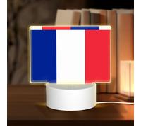 PHAYAH Veilleuse LED rectangulaire à motif drapeau français avec câble USB réglable 3 couleurs pour chambre d'adultes et d'enfants
