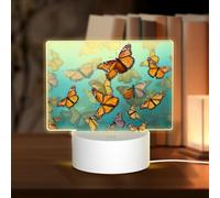 PHAYAH Veilleuse LED rectangulaire à motif papillon avec câble USB réglable 3 couleurs pour chambre d'adultes et d'enfants