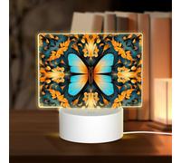 PHAYAH Veilleuse LED rectangulaire à motif papillon bleu avec câble USB réglable 3 couleurs pour chambre d'adultes et d'enfant