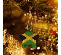 Phayah Vieux drapeau jamaïcain en céramique en forme d'étoile pour sapin de Noël, famille, Nouvel An, maison, souvenirs pour rassemblements