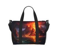 Phayah Volcano Eruption Sac de voyage fourre-tout pour femme et fille Résistant à l'eau, Noir , Taille unique
