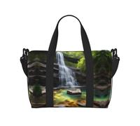 Phayah Waterfall Views Sac de voyage, sac de sport, sac de sport, sac de week-end à bandoulière pour femme, noir, taille unique, Noir/blanc, One Size