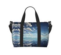 Phayah White Clouds Over The Sea Sac de voyage, sac de sport, sac de sport, sac de week-end, sac de nuit pour femme, noir, taille unique, Noir/blanc, One Size