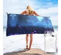 PHAYAH Wildflowers In The Night Field Serviette de plage en microfibre à séchage rapide, idéale pour l'été, le camping, les voyages, la piscine et la plage (80 x 160 cm)