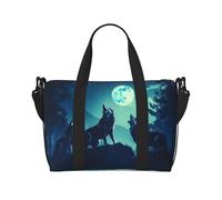 Phayah Wolf Howling At Full Moon Sac de voyage pour femme et fille Résistant à l'eau Noir Taille unique, Noir/blanc, One Size
