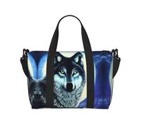 Phayah Wolf Under Moon Sac de voyage pour femme et fille Résistant à l'eau, Noir , Taille unique