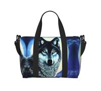 Phayah Wolf Under Moon Sac de voyage, sac de sport, sac de sport, sac de week-end pour femme, noir, taille unique, Noir/blanc, One Size