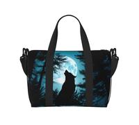 Phayah Wolf Under The Moon Sac de voyage pour femme et fille Résistant à l'eau Noir Taille unique, Noir/blanc, One Size