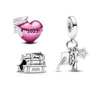 PHCLASY 2025 Graduation Cap Set Diplôme Charms Pendentif Breloque Compatible Pour Bracelets Cadeaux Pour les Femmes