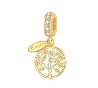 PHCLASY Arbre Genealogique Charms Pendant Lune pierre de naissance perle Charms pour femmes Charme d'anniversaire argent 925 Compatible avec bracelets et collier，cadeau pour la fête de la mère