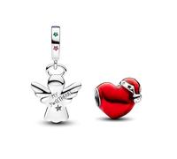 PHCLASY Biscuit de pain d'épice ange et chapeau Charms- Noël Argent Sterling 925 Avec 5A Zircone Compatible pour Européen Bracelets