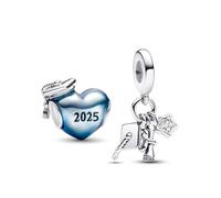 PHCLASY Blue Heart and Star Diplôme Charms Pendentif Breloque Compatible Pour Bracelets 2025 Graduation Cadeaux Pour les Femmes