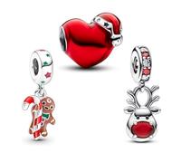 PHCLASY Noël Charme Bead Compatible Pour Européen Bracelets et Colliers Christmas Charms et Perles Pour Femme Ensemble Chapeau de Noël - 04