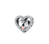 PHCLASY Perles Le cœur de l'amour Charms Argent Sterling 925 Breloque Bead Compatible pour Européen Bracelets et colliers Charms et perles pour femme