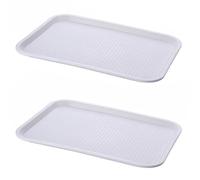 PHCOMRICH Lot de 2 Plateau Multi-usages antidérapants en polypropylène de qualité Alimentaire Blanc 35 x 27 cm