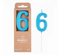 PHD CAKE 6 bougies d'anniversaire modernes bleues en forme de chiffre 6, bougies bleues en forme de chiffres, bougies en forme de gâteau, fête