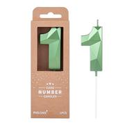 PHD CAKE Bougie de gâteau en cristal vert 1 de 7,9 cm, bougies d'anniversaire numérotées, bougies vertes pour célébration de fête