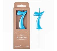 PHD CAKE Bougies d'anniversaire bleues élégantes en forme de chiffre 7 - 7 cm - Bougies bleues - Bougies en forme de chiffre - Pour fête