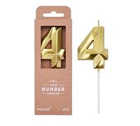 PHD CAKE Bougies d'anniversaire en forme de chiffre 4, 76 cm en or et diamant - Bougies en forme de chiffre - Bougies en forme de gâteau - Célébration de fête