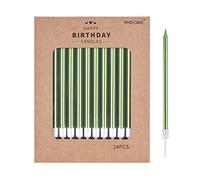 PHD CAKE Bougies d'anniversaire métalliques longues et minces vertes, bougies de gâteau, fêtes d'anniversaire, décorations de mariage, bougies de fête