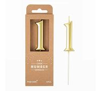 PHD CAKE Élégantes bougies d'anniversaire dorées en forme de chiffre 1 de 7,9 cm, bougies en forme de chiffre doré, bougies de numéro de gâteau, fête