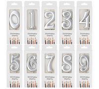 PHD CAKE Lot de 10 bougies d'anniversaire en forme de chiffre argenté de 0 à 9, pour anniversaire, fête prénatale, fête prénatale