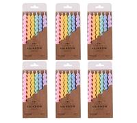 PHD CAKE Lot de 36 bougies d'anniversaire en spirale arc-en-ciel avec support, bougies de fête, bougies de gâteau