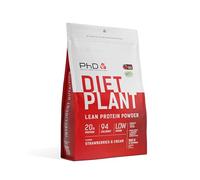 PhD Nutrition Diet Plant Poudre de protéines vegan 500g, Fraise crème, Poudre de protéines High Protein avec 20g de protéines par portion, Avec CLA et L-Carnitine