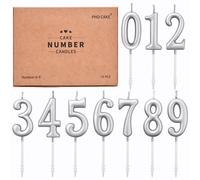 PhD GAKE 10 pieces Silver Numinal Birthdles Cake Cake Number Candles Numero 0-9 Glitter Cake Topper Decoration pour Birthday Wedding Anniversary