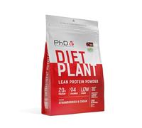 PhD Nutrition Diet Plant Poudre Protéinée Vegan 1kg Crème de Fraise - Poudre Protéinée Pauvre en Matières Grasses avec 20g de Protéines par Portion pour Soutenir le Régime