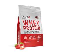 PhD Nutrition Poudre de Protéine de Lactosérum 1kg Fraise - avec 25g de Protéines Informed par Portion, Enrichi de Cultures Bien Tolérées