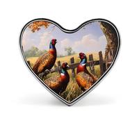 Pheasant Animal Brooch Pins Heart Badge Collar Lapel Pins Dress Coat Accessories for Women Men