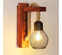 Pheashine Applique Murale en Bois et Noir, Lampe Murale Vintage Retro, Avec Culot E27, Idéale pour les Chambres, les Couloirs, les Salles à Manger, les Bars et autres Intérieurs (Ampoule Non Incluse)