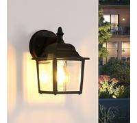 Pheashine Applique Murale Extérieure E27 Vintage Noir | Lanterne Murale Extérieure pour Porche Entrée Porte Jardin Compatible Ampoule E27 60W Max, Design Rétro Étanche