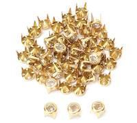 Phefop 50 Pièces de à Griffes Argentées de 6mm, Pierres Rondes à Coudre en Cristal de qualité A pour Vêtements de Bricolage, Chaussures, Décoration (Foret à griffes en diamant à bord doré de 6 mm)