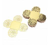 Phefop 50 Pièces Mini Emballages de Truffes Doublures de Cupcake en Papier de qualité Alimentaire Petites Tasses Creuses Carrées évasées avec Découpe de Rose 3D pour Table de Dessert de Fête (GOLD)