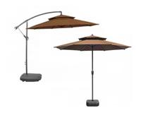 Phefop Auvent de Remplacement pour Parasol, Housse de Remplacement pour Parasol de Terrasse à Double Dessus en Blanc ou Kaki S ou L, Installation Facile pour Utilisation à l'ombre de la Terrasse,