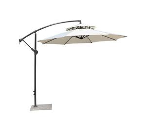 Phefop Auvent de Remplacement pour Parasol, Housse de Remplacement pour Parasol de Terrasse à Double Dessus en Blanc ou Kaki S ou L, Installation Facile pour Utilisation à l'ombre de la Terrasse,