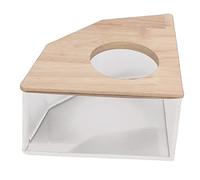 Phefop Boîte de Bain pour Hamster, Conception Sûre en Acrylique avec Couvercle en Bois, Bain de Sable à Ventilateur à Angle Droit pour Hamsters et Petits Animaux de Compagnie