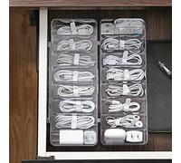 Phefop Boîte de Rangement Transparente pour Câbles de Données avec Couvercle Anti-poussière, Boîte de Rangement Facile à Transporter pour Câbles de Chargement, Idéale pour les Accessoires (Boîte de